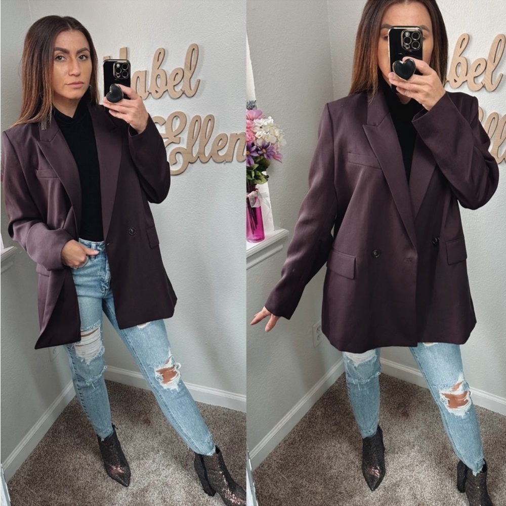 Women's Double-Breasted Blazer in Dark Purple